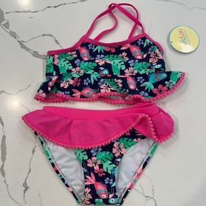 Pink Tropical 2 piece swimsuit size 5/M
